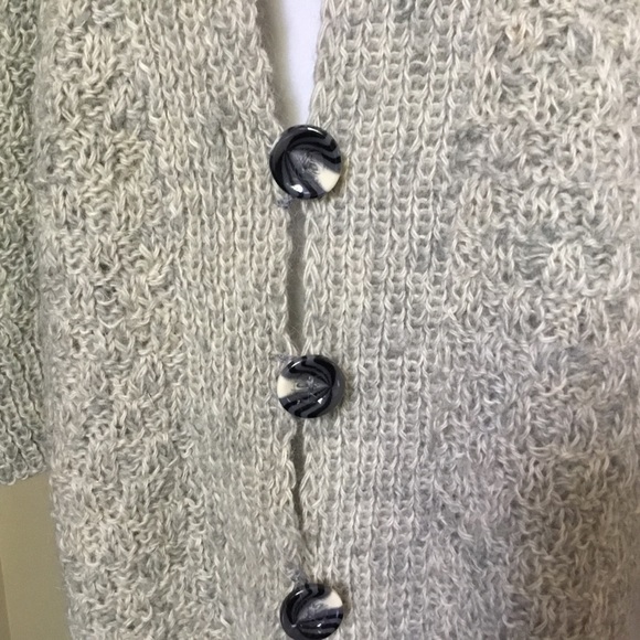 HAND KNIT oversized Oatmeal Grandpa Cardigan XL 1X - Picture 3 of 5